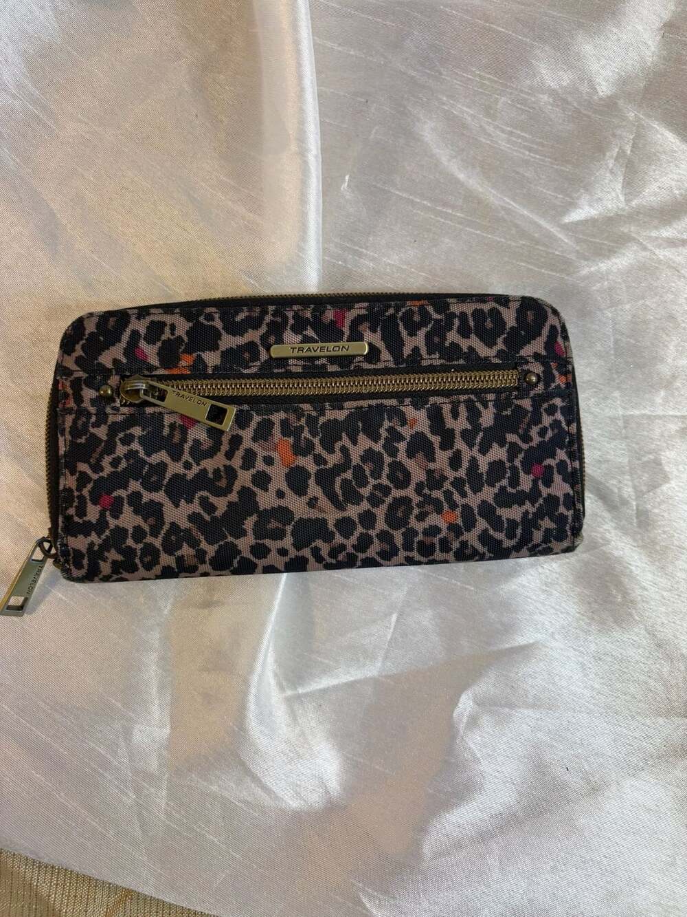 Travelon Leopard Print Zip Around Wallet